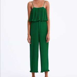 Green Pleated Jumpsuit Sz M NWT